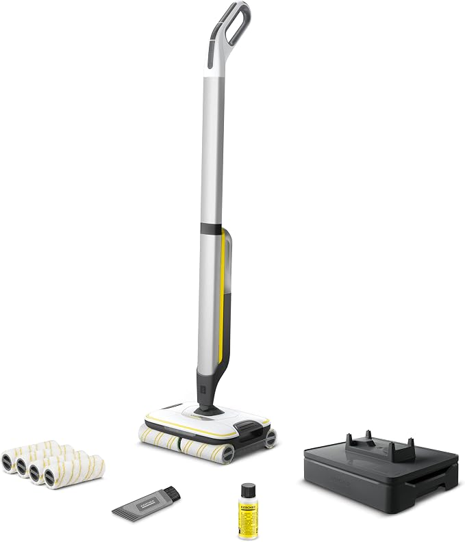Kärcher FC 7 Cordless Extra vloerreiniger, draadloze Floor Cleaner met 4 roterende microvezelrollen, accuduur: ca. 45 minuten, oppervlakte per acculading: ca. 135 m², exclusief verkrijgbaar bij Amazon