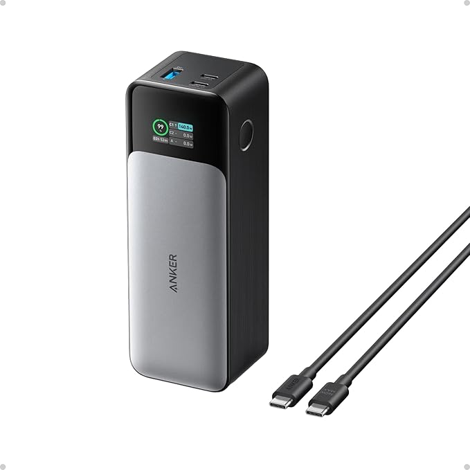 Anker 737 Power Bank (PowerCore 24K), 24.000mAh-oplader met drie poorten en 140 W vermogen, slim digitaal scherm, compatibel met de iPhone 13-serie, Samsung, MacBook, Dell, AirPods en meer