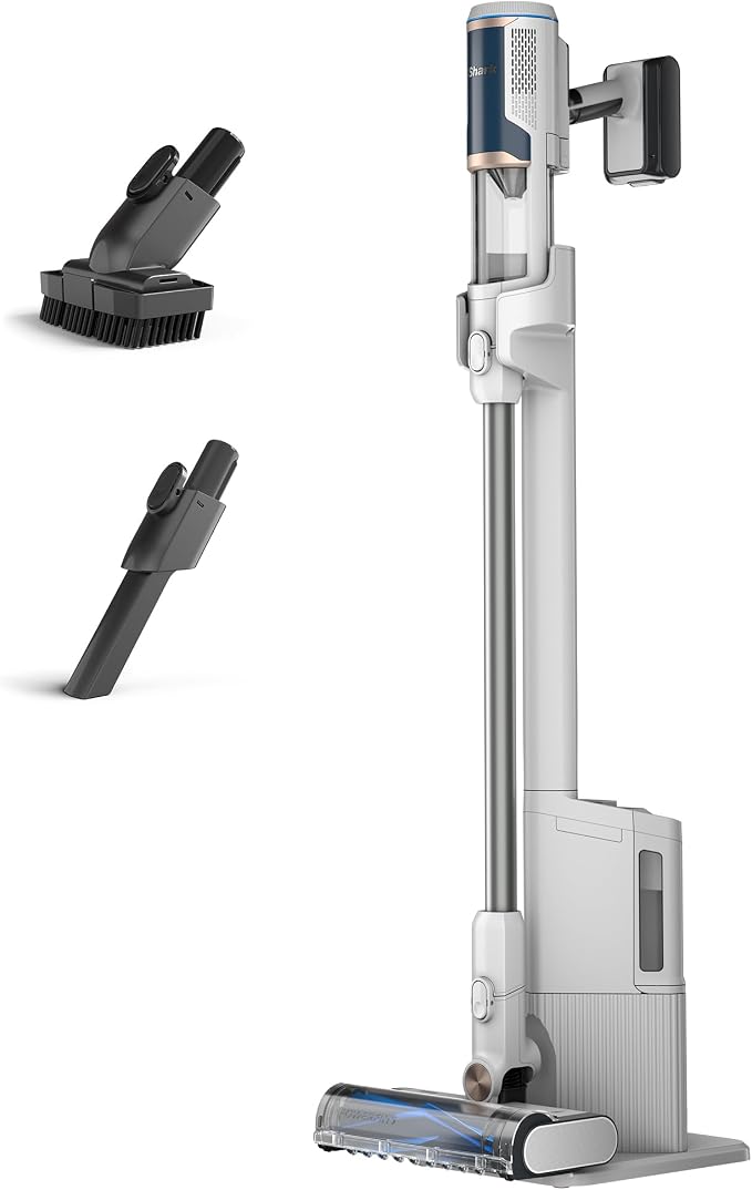 Shark Clean & Empty Snoerloze Stofzuiger, Automatisch Leeg Systeem, Lichtgewicht Anti Hair Wrap Technology, Huisdier-En Spleetmondstuk, 40 Minuten Werktijd, Oplaadstation, LED Koplampen, BU3521EU