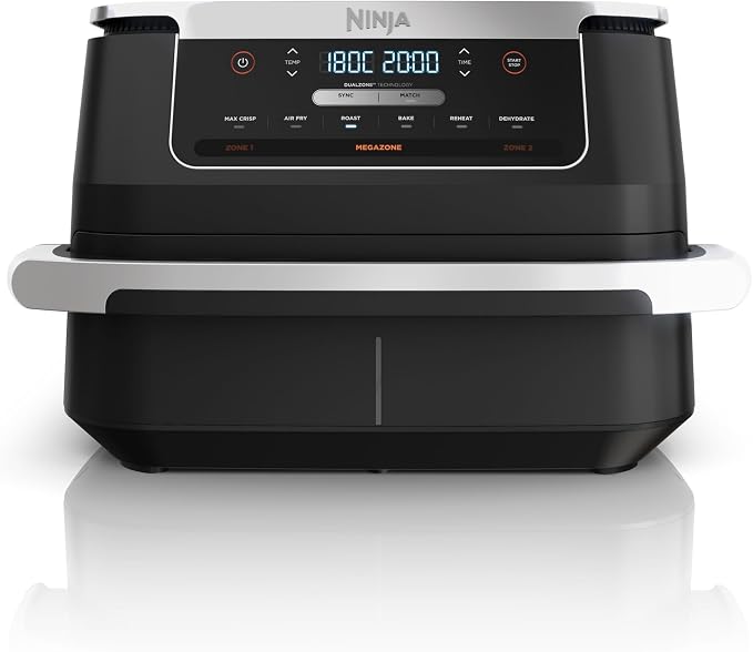 Ninja FlexDrawer Airfryer, Dual Zone, optionele verdeler, grote 6,6 liter lade, 6-in-1, Airfryer zonder olie, Airfryen, Roast (Braden), Bake (Bakken), Max Crisp (Max Crisp), Anti-aanbak, Zwart AF550EU