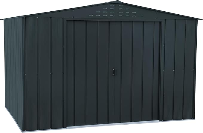 Duramax TOP Schuur 10 x 8 (7,83 m2) metalen tuinberging van thermisch verzinkt staal, sterke versterkte dakstructuur, onderhoudsvrij en weerbestendig metalen tuinhuisje, antraciet