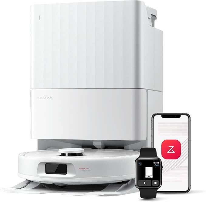 roborock Qrevo Series Stofzuigerrobot, 8000 Pa Zuigkracht, Upgrade van Qrevo S, Anti-klitborstels, Slimme Obstakelvermijding, Automatische Dweilreiniging, Alles-in-één dock, QV 35A Wit