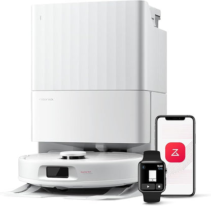 roborock Qrevo Series Stofzuigerrobot, 8000 Pa Zuigkracht, Upgrade van Qrevo S, Anti-klitborstels, Slimme Obstakelvermijding, Automatische Dweilreiniging, Alles-in-één dock, QV 35A Wit