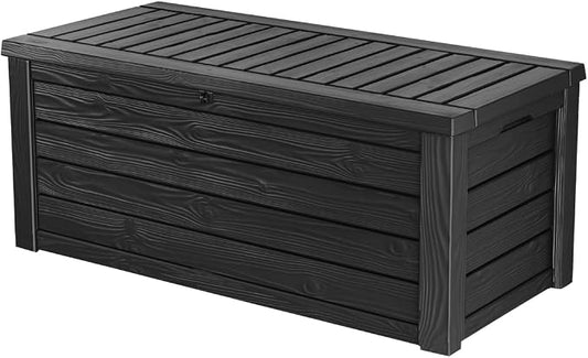 Keter Westwood Kussenbox, grijs (antraciet), inhoud 570 liter, 155 x 72,4 x 64,4 cm (l x b x h) (buiten), waterdicht, weerbestendig, robuust