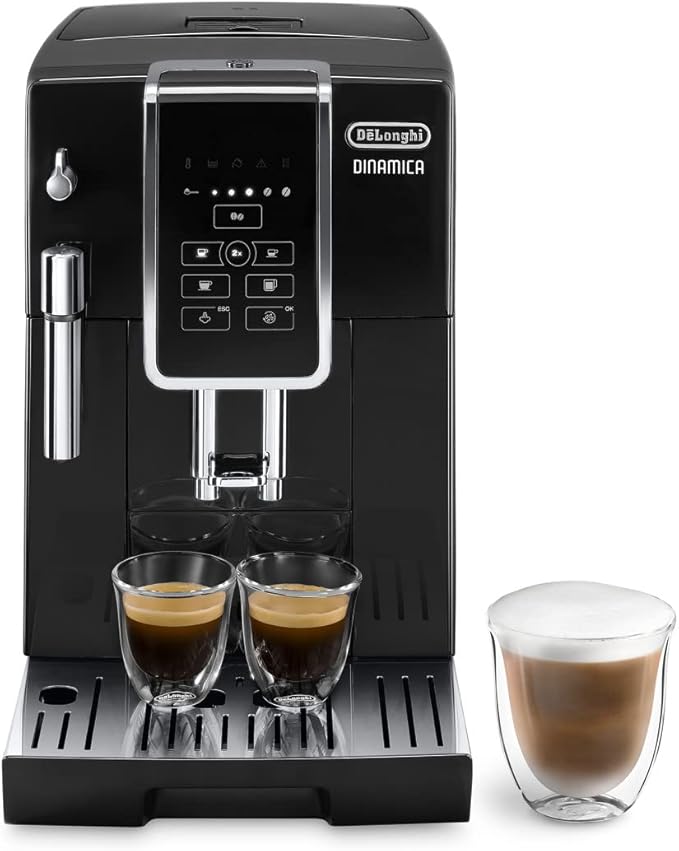 De'Longhi Dinamica ECAM Volautomatische Koffiemachine, met Melkopschuimer, 2-Kops Functie, Zwart