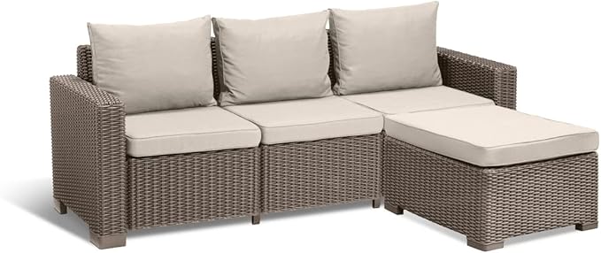 Allibert California Chaise Longue Loungeset - 3 a 4 personen - Cappuccino