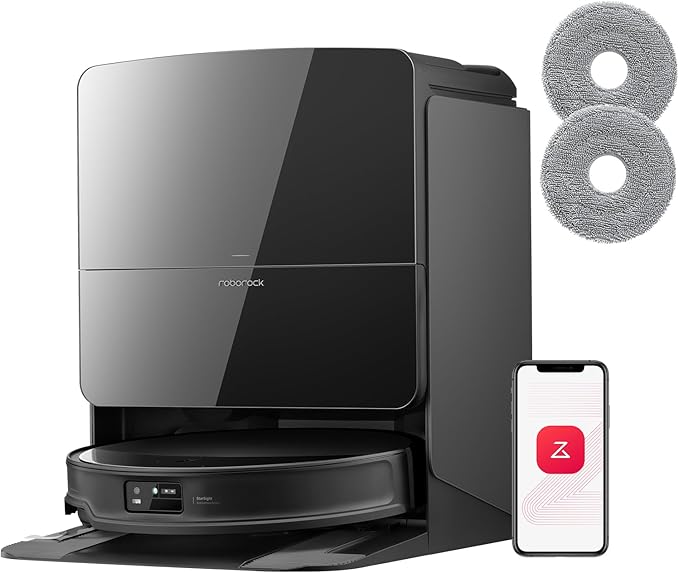roborock Saros 10R Set Stofzuigrobot met Dweilfunctie en Verwisselbare Dweil, 22.000 Pa HyperForce Zuigkracht, 7,98 cm Ultraslank Ontwerp, StarSight System 2.0, Zero-Tangle System (Met 2 Dweilen)