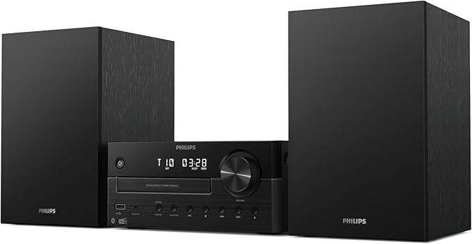 Philips TAM4555M2 Micro Hi-Fi-systeem – 100W, Bass Reflex Speakers, DAB+/FM, cd, USB, audio-in, Bluetooth 5.4, Auracast, afstandsbediening, digitaal geluidsbediening, eco-verpakking