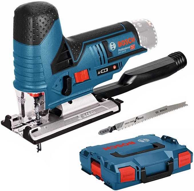 Bosch Professional 12V System accudecoupeerzaagmachine GST 12V-70 (2x zaagblad, glijvoet, antisplinterplaatje, zaagdiepte in hout: 70 mm, zonder accu's en oplader, in L-BOXX)