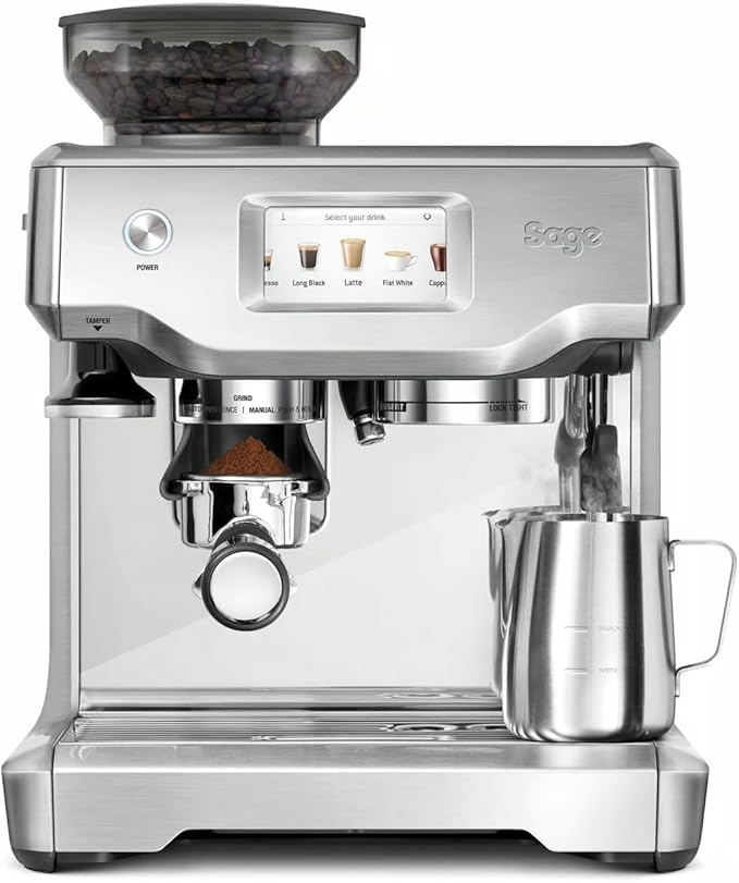 Sage - The Barista Touch - Espressomachine met Automatische Melkopschuimer en Geïntegreerde Molen - Touchscreen, Afneembare Tamper, 5 Programma’s, Espressomachine - Geborsteld Roestvrij Staal
