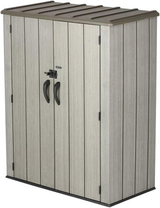 Lifetime 60209 Verticale Opslagloods (53 kubieke voet), dakbruin, 74 x 142 x 174 cm