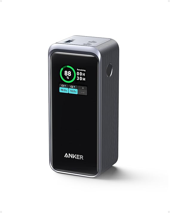Anker Prime Powerbank, 72wh externe accu met 200 W vermogen, digitaal display, 2 x USB-C en 1 x USB-A-poort, compatibel met iPhone 14/13-serie, Samsung, MacBook, Dell, en meer