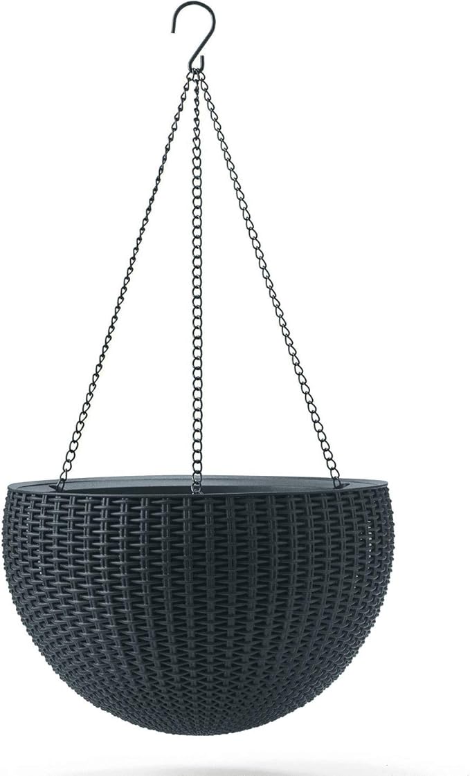 Keter Vaso da Fiori all'aperto Hanging Sphere Planter Coffee Mocha Colore Antracite Graphite Dark Brown (1, Anthracite)