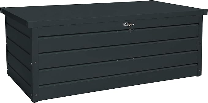 Duramax Kussenbox van metaal palladium en kleine bank (710 l) met gashydraulische cilinder en afsluitbare handgreep - antraciet doos