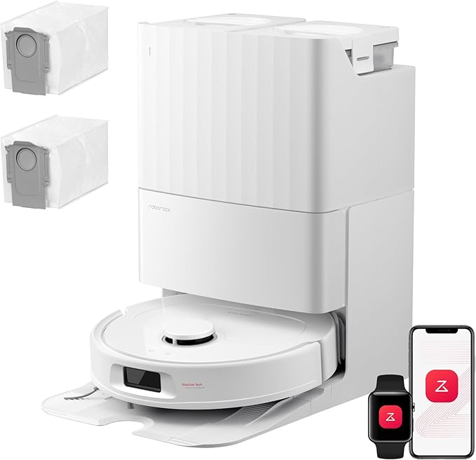 roborock Qrevo S Pro Set Robotstofzuiger met dweilfunctie, Upgrade van QV 35A, 18 500 Pa, 75 °C Zelfreiniging op Hoge temperatuur, Antiklitsysteem, Reactive Tech Obstakelvermijding, Alles-in-één Dock