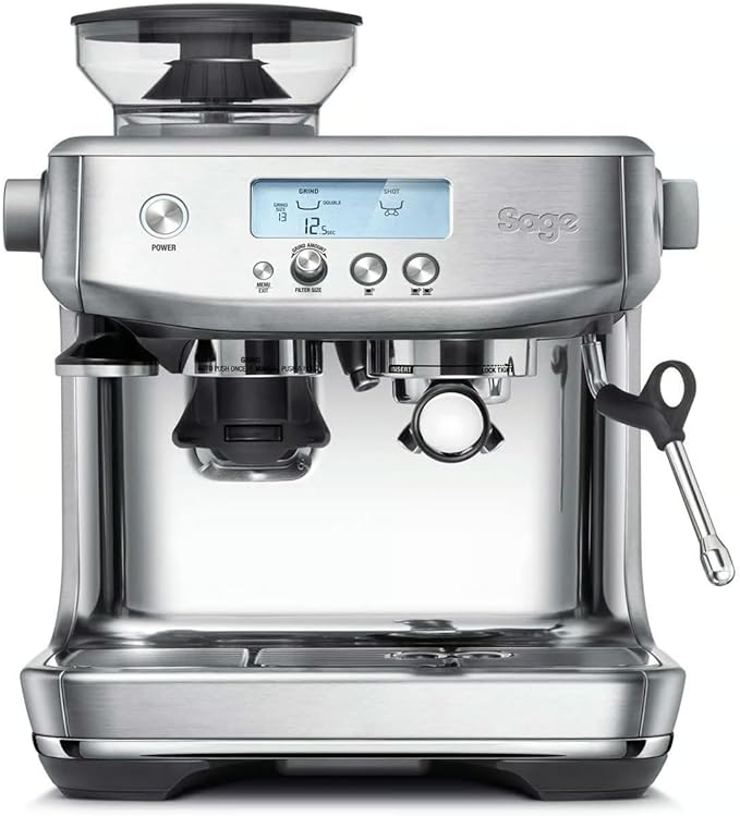 Sage - The Barista Pro - Espressomachine met Handmatige Melkopschuimer en Geïntegreerde Kegelmaler - 30 Maalstanden, 1650 Watt, Inclusief Melkkan en Tamper - Geborsteld Roestvrij Staal