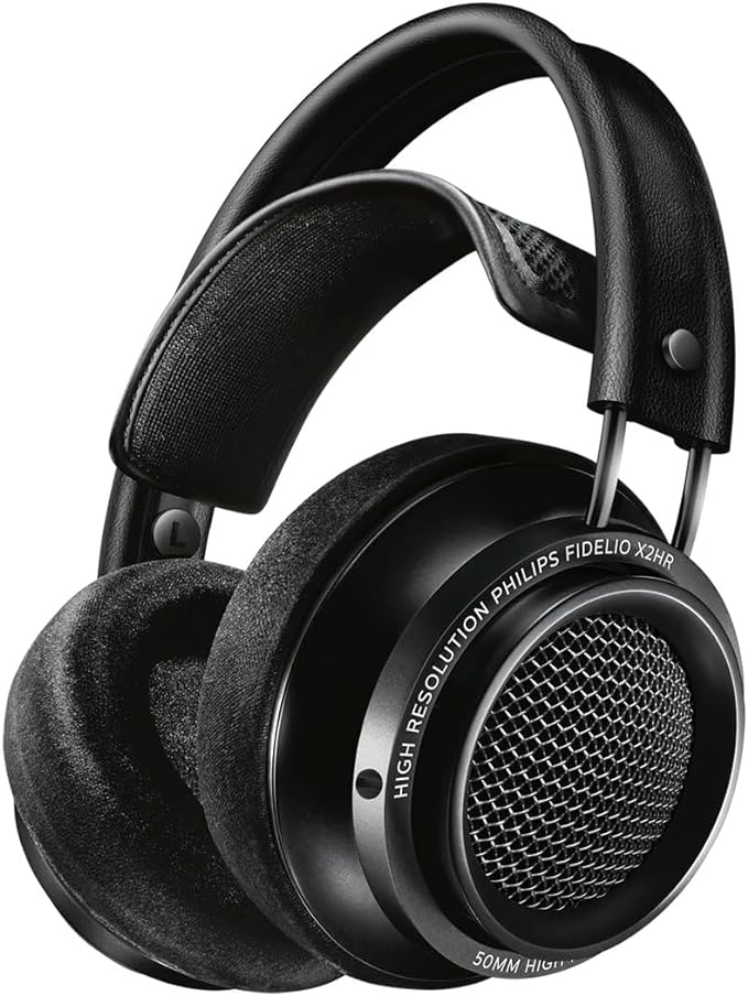 Philips Audio X2HR/00 Fidelio Hoofdtelefoon, Over-Ear, High Resolution Audio, Deluxe-Schuimrubberen Oorkussens, Kabelclip, 50 mm Neodymium-Driver, Zwart