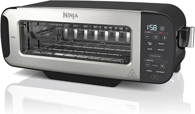 Ninja Foodi 3-in-1 Toaster, Grill & Panini Press [ST200UK] 7 Cooking Functions, 7 Toast Shades, Panini Press, Bake Tray, Flip Design, Black
