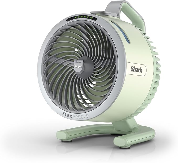 Shark FlexBreeze HydroGo, krachtige draagbare ventilator met verneveling, koeling binnen en buiten, stil en duurzaam, snoerloos, compact en lichtgewicht, luchtstroom tot 20 m, Mintgroen FA050EUGN
