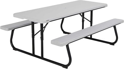 Lifetime 260265 6-voet klassieke opvouwbare picknicktafel, grijs