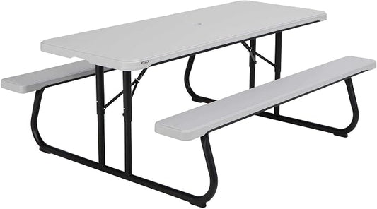 Lifetime 260265 6-voet klassieke opvouwbare picknicktafel, grijs