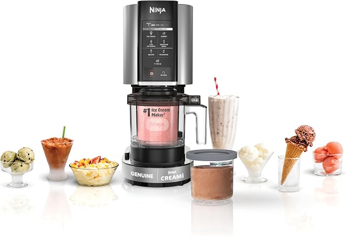 Ninja NC301 CREAMi, IJs, Gelato, Milkshake, Sorbet en Smoothie Bowl Maker, 7 One-Touch-programma's, zilver