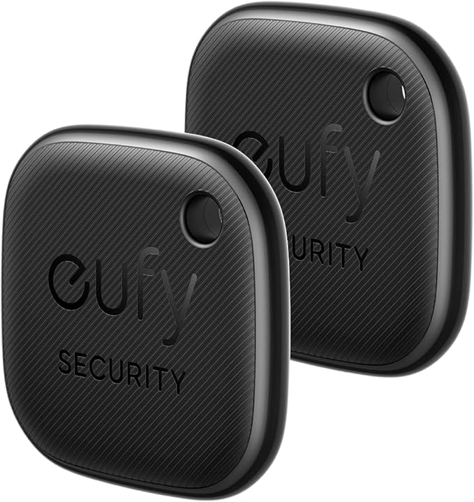 Eufy Security SmartTrack Link-sleutelzoeker (zwart, 2-pack), compatibel met Apple Find My (iOS), Key Finder, Bluetooth-tracker voor oortelefoons en bagage, telefoonzoeker, waterdicht