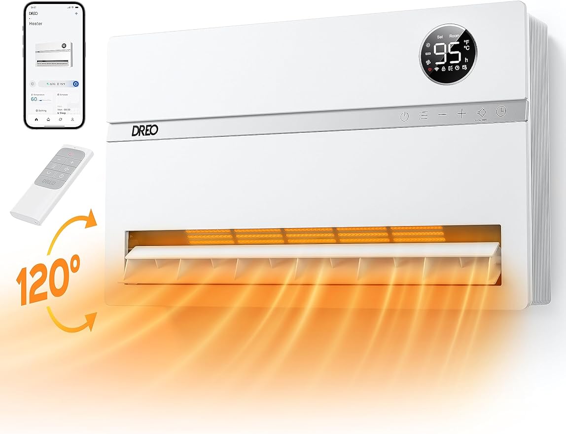 Dreo Intelligente radiator voor champagne, verticale oscillatie van 120 graden, thermostaat, temperatuurregelaar, minuut 24 uur, eenvoudige installatie, compatibel Alexa, WH719S