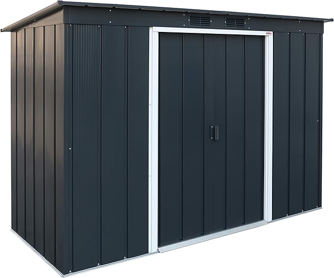 Duramax - Tuinhuis - Eco Pent Roof 8 x 4 - verzinkt metaal - antracietgrijs - 1,2 x 2,6 x 1,8 m