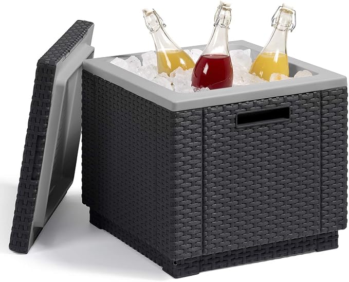 Keter Beer and Wine Cooling Table Perfect for your patio, picnic and beach accessories, Graphite