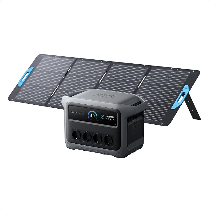 Anker SOLIX C1000 Gen 2 Draagbare Powerstation met 200W Zonnepaneel, 2.000W (Piek 3.000W) Zonne-Generator, Volledig Opgeladen in 49 Min, 1.024Wh LiFePO4-Accu voor Noodstroom, Stroomuitval & Kamperen