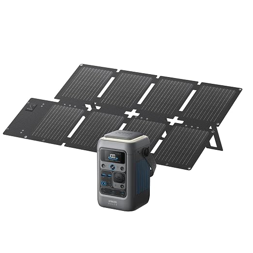 Anker SOLIX C300 DC Power Bank Station (90.000 mAh) en 60W Zonnepaneel, 288 Wh Draagbaar Stroomstation, LiFePO4-batterij, 300W Zonnegenerator, voor Buiten, Kamperen, Reizen en Noodsituaties