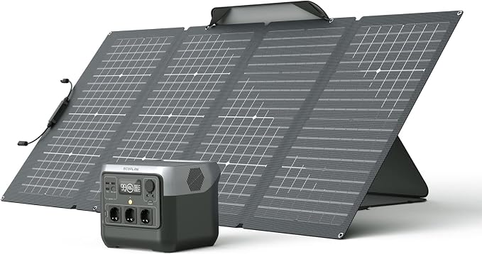 ECOFLOW RIVER 2 Pro Solar Generator 768 Wh LiFePO4-batterij met 220W-zonnepaneel, 3 x 300 W AC-uitgangen (1600W piekspanning), draagbaar laadstation voor thuis, noodstroomvoorziening voor campers