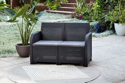 Keter Rosalie Loungeset + Arica opbergtafel - 4 personen - Grafiet