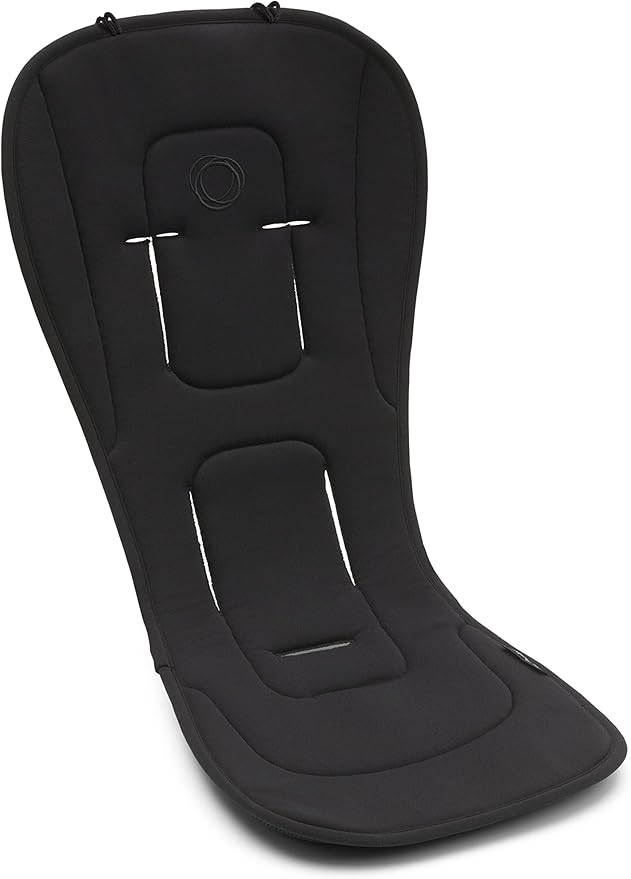 Bugaboo dual comfort seatliners voor kinderwagens, comfort tijdens elk seizoen, verbeterde pasvorm, compatibel met alle Bugaboo kinderwagens, omkeerbaar, superzacht en antibacterieel 3D gaas, Midnight Black