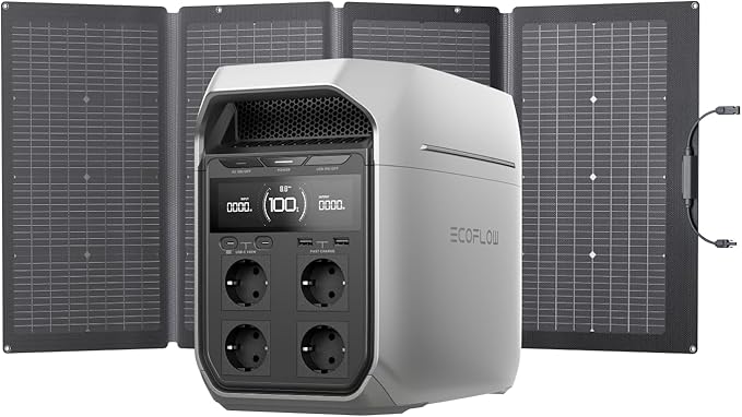 ECOFLOW DELTA 3 Plus Zonnegenerator met 220 W dubbelzijdig zonnepaneel, 1000 W zonne-energie-ingangsvermogen, LiFePO4-accu, 1024 Wh Portable Energiestation voor noodstroom thuis, kamperen en campers