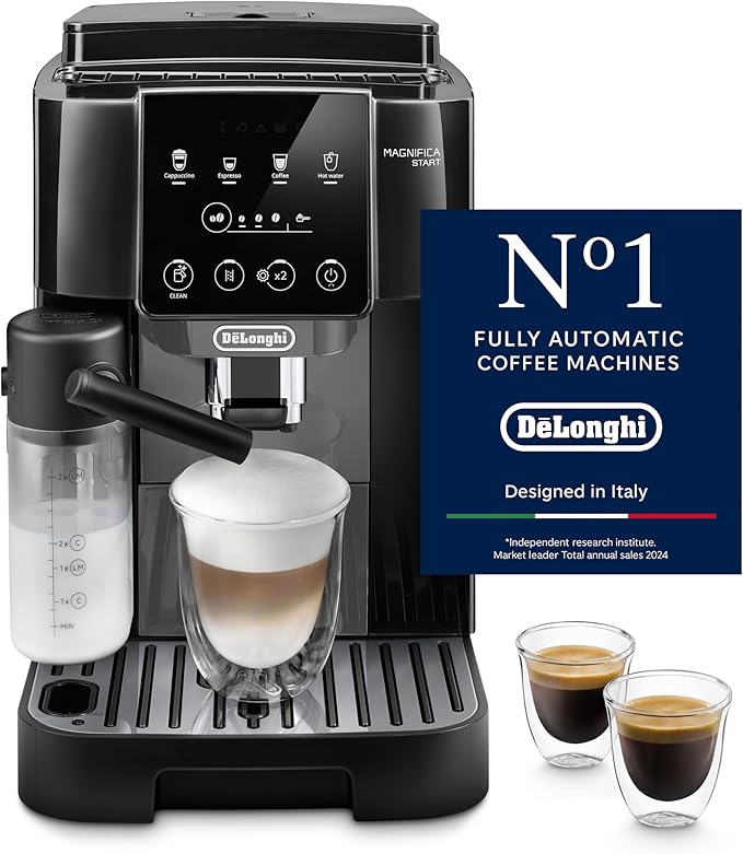 De'Longhi Magnifica Start ECAM222.60.BG Volautomatische koffiemachine, versgemalen bonen, automatische melkopschuimer voor cappuccini, 4 drankjes One Touch, programmeerbare uitschakeling, grijs