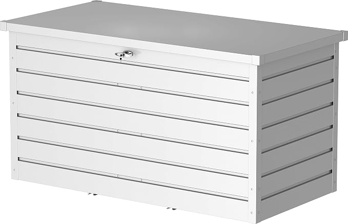 Duramax Palladium metalen kussen doos & bank 2.0 (1043L) met hydraulische gascilinder en afsluitbare handgreep - zilveren doos