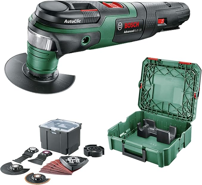 Bosch AdvancedMulti 18 0615991FG4 Multifunctioneel Gereedschap (Zonder Accu, 18 V-Systeem, Universele Accessoireset, In Systembox, Maat S), Groen