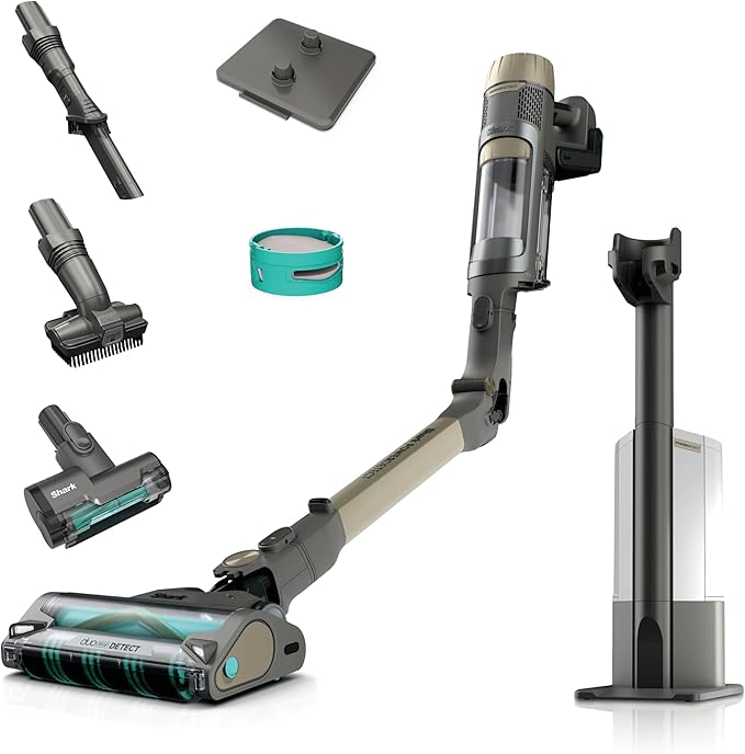 Shark PowerDetect Clean & Empty snoerloze stofzuiger voor huishoudens met huisdieren Auto-leegstation, DuoClean Detect, Reverse Clean, Anti Hair Wrap Plus & Anti-Odeur, Frans Goud IP3253EUT