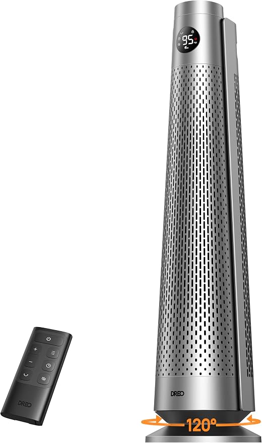 Dreo Energiebesparende ventilatorkachel, 2000 W, met afstandsbediening, 25 dB stil, oscillatie 120°, thermostaat, 5 modi, 3 snelheden, 7 standen, timer 12 uur, PTC-keramische verwarming