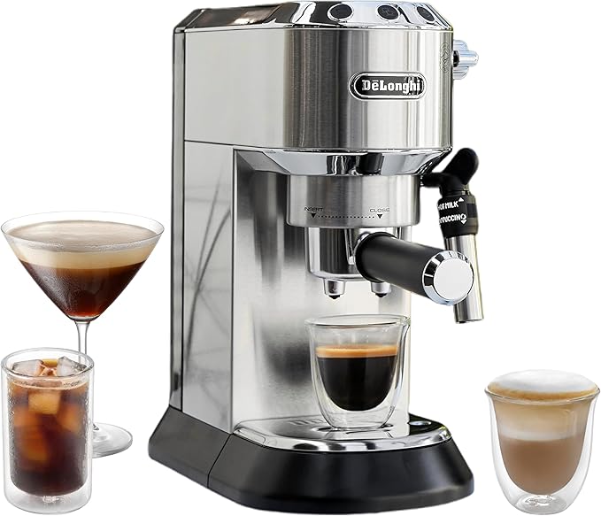 DeLonghi America Inc EC685M Dedica Deluxe Espressomachine, roestvrij staal, 1300 W, 34 oz, zilver