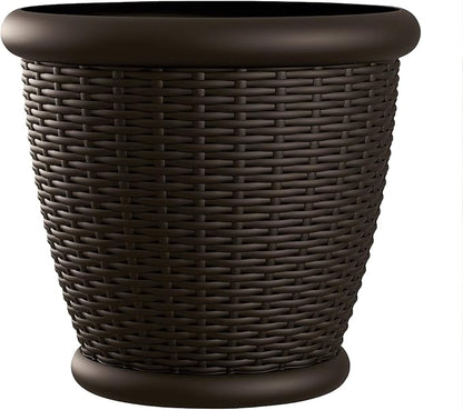 Suncast Wilg 18 Inch Diameter Hars Decoratieve Rieten Patio Planter Pot, Java