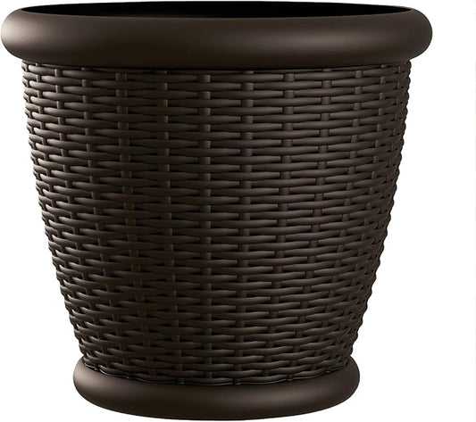 Suncast Wilg 18 Inch Diameter Hars Decoratieve Rieten Patio Planter Pot, Java