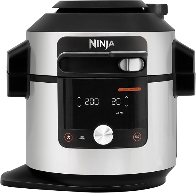 Ninja Foodi MAX Multicooker met SmartLid, 14 Kookfuncties in 1, 7,5L, 14-in-1 Multicooker, Snelkoken, Airfryen, Slow Cooking, Grillen en Meer Inclusief Digitale Meter, Roestvrij Staal, OL750EU