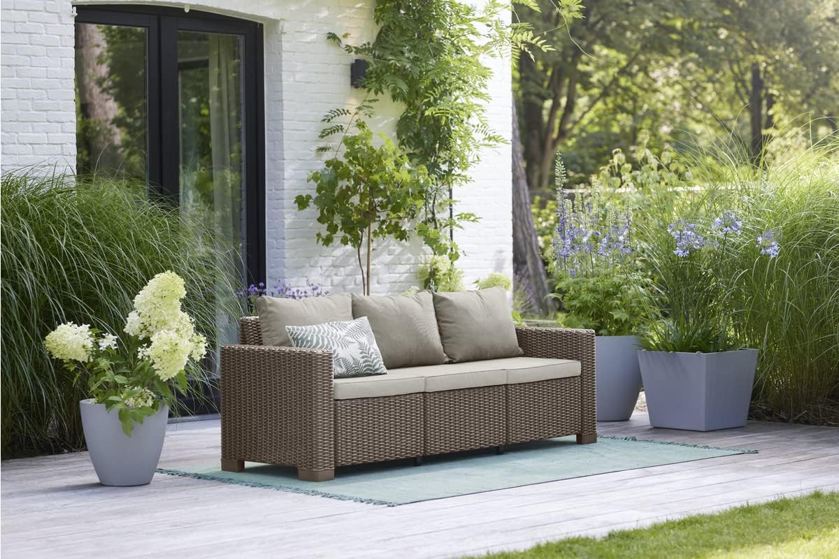 Allibert California Chaise Longue Loungeset - 3 a 4 personen - Cappuccino