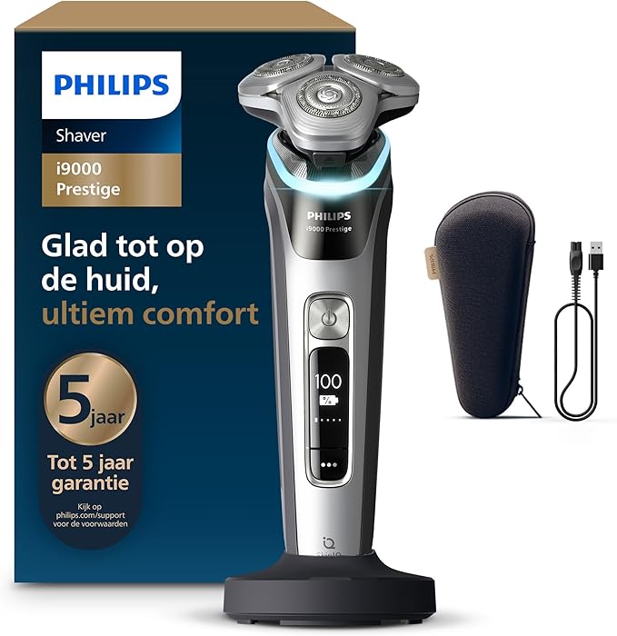 Philips Shaver i9000 Prestige, Nat & Droog Elektrisch Scheerapparaat, Dark Slate Nova, met Skin IQ-technologie, Triple Lift & Cut-systeem, roterende DualSteel Precision-mesjes, Model XP9204/10