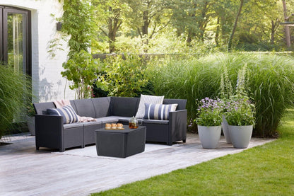 Keter Marie hoek loungeset + Luzon tafel - grafiet