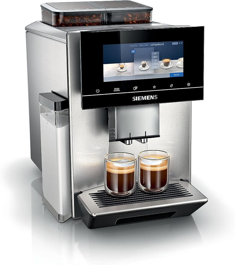 SIEMENS TQ907D03 Volautomatische koffiemachine EQ.900, 2-bonen-container, HomeConnect, 6,8 inch (6,8 inch) full-touch display, stille bereiding, roestvrij staal