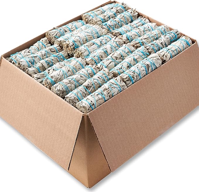 BLUE RIVER SAGE 100 Witte Salie Smudge Sticks Groothandel Bulk - Duurzaam gekweekt voor genezing, stressverlichting, spiritueel gebruik en persoonlijke ontwikkeling, 4 '' 100 Pack